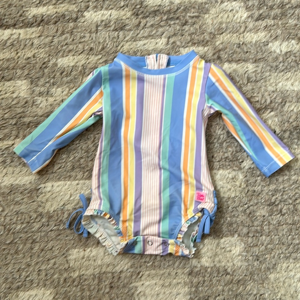 Ruffle Butts 6-12 month Rainbow Lane stripe swimsuit girl